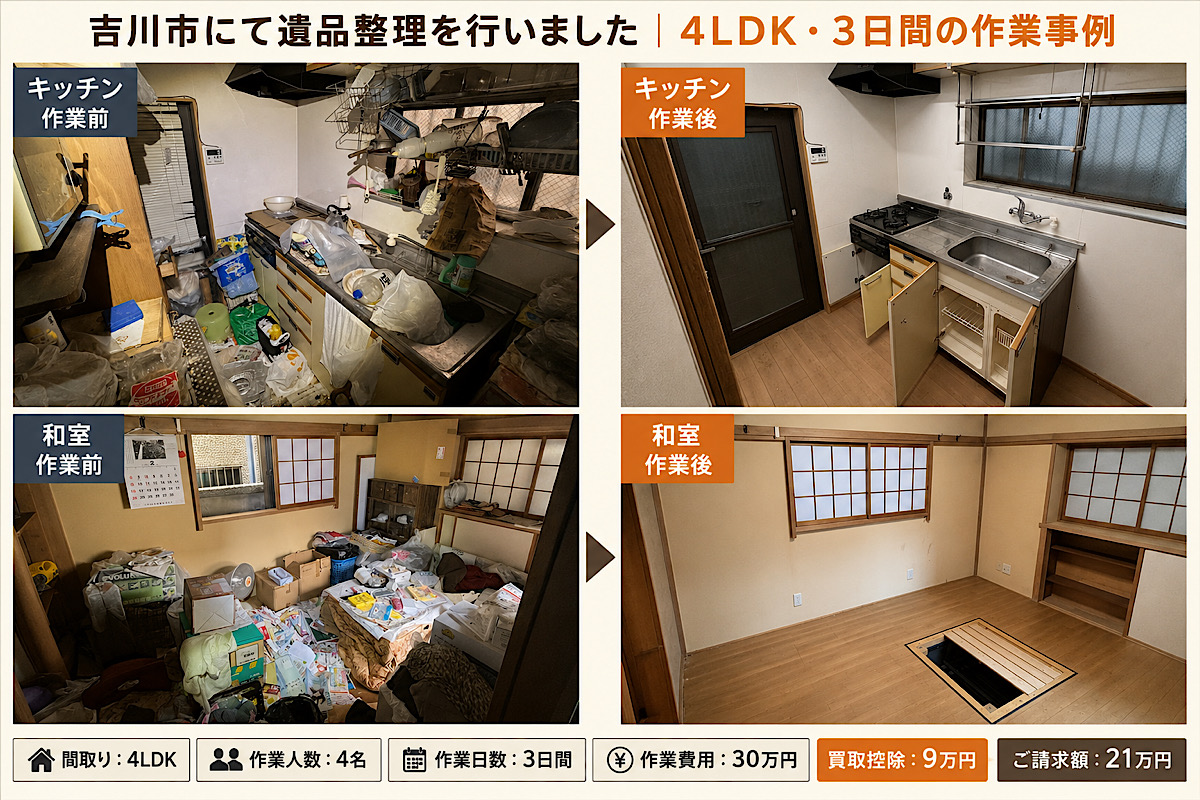 吉川市にて遺品整理を行いました｜ご実家の売却に伴う4LDKの片付け事例